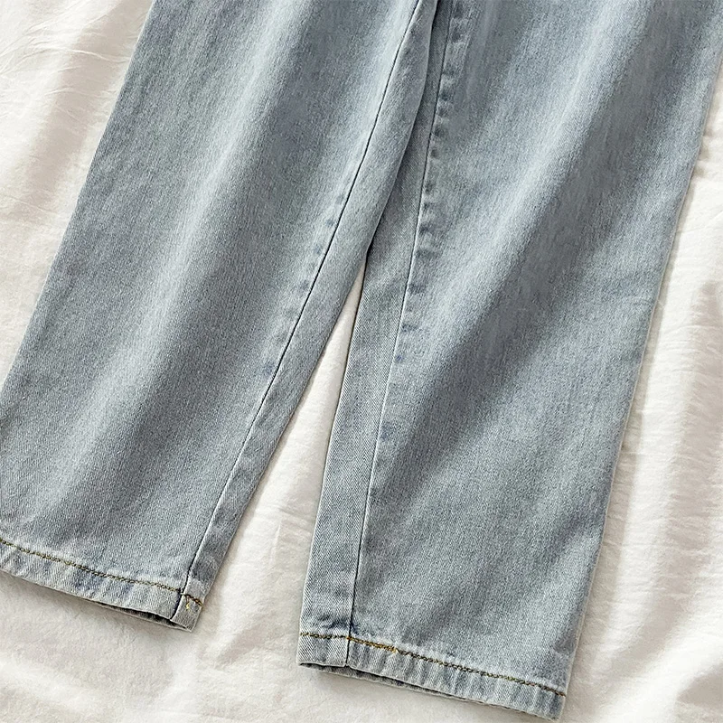 

High Waist Wide Leg Slim Light Color Vintage Jeans Women Autumn Spring 2021 New Outdoor Loose Daddy Pants