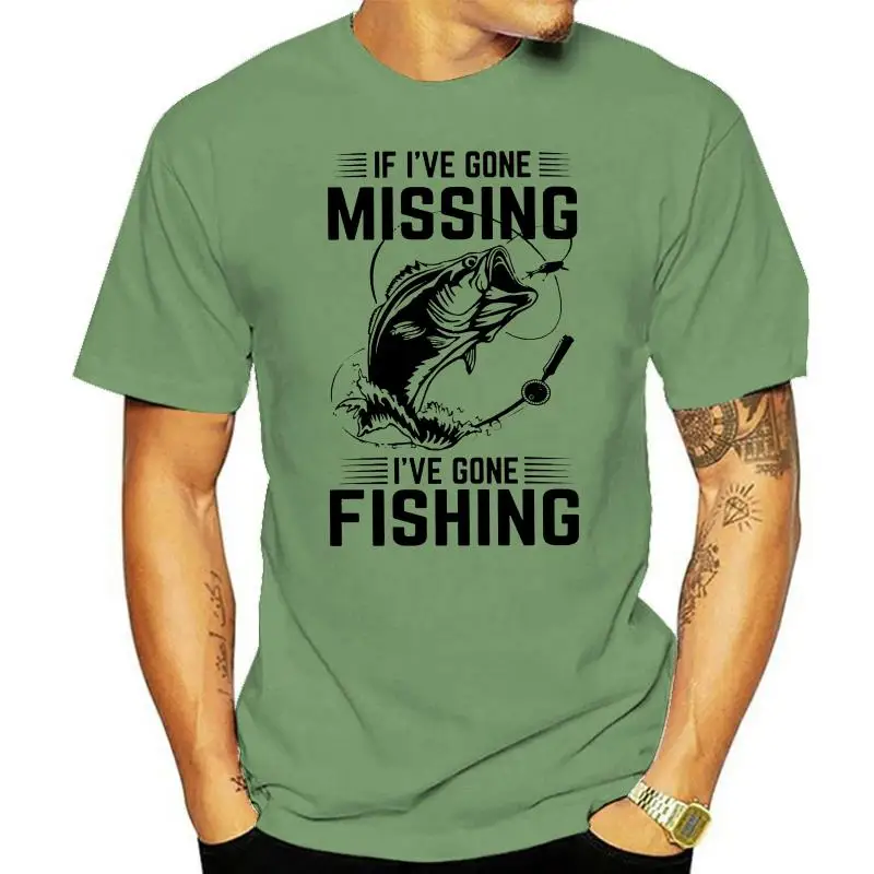 

Personalised If I've Gone Missing Fishing Shirt Men's 6XL Short Sleeves White Round Neck Tshirt
