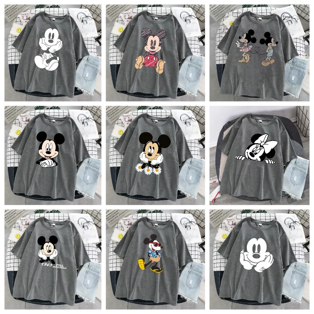 

30 Original Design Disney Mickey Mouse T Shirt Femme Grey Tops New T Shirt Aesthetics Print Short Sleeve Women Top 2021 New