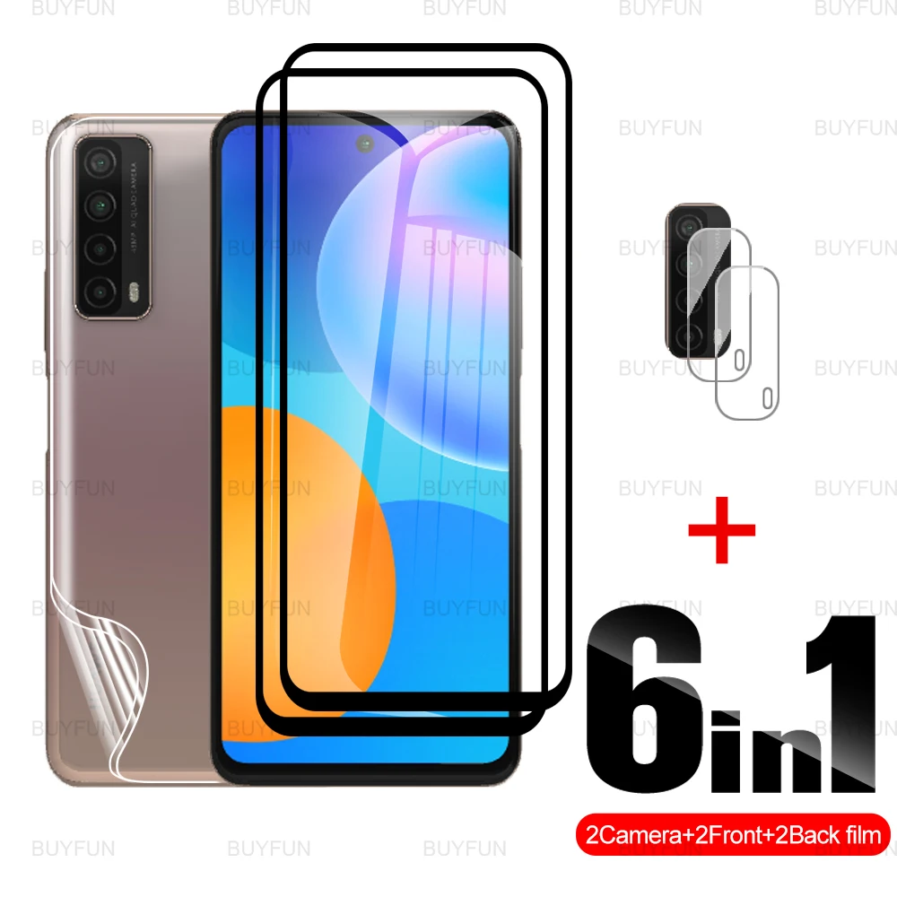 

6in1 Black edge glass For Huawei P Smart 2021 Back Hydrogel Soft Film camera film for huawei Psmart huavei P smart2019 smart Z