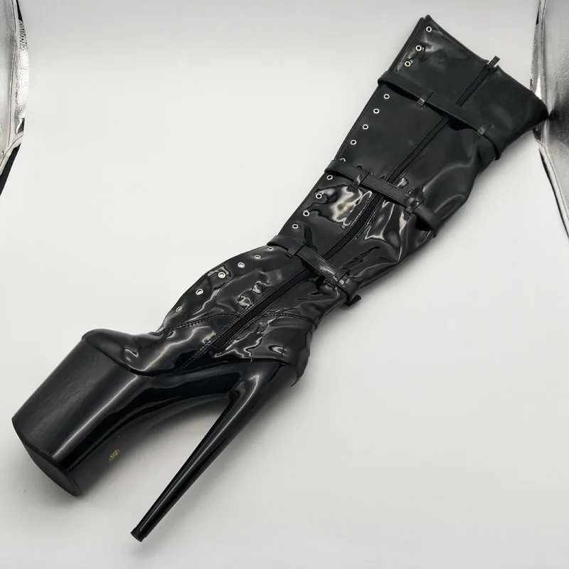 LAIJIANJINXIA New 20cm High Heels Boots Belt Buckle Boots Round Head Dancer Fashion Sexy Catwalk Shoes Over-the-Knee Boots