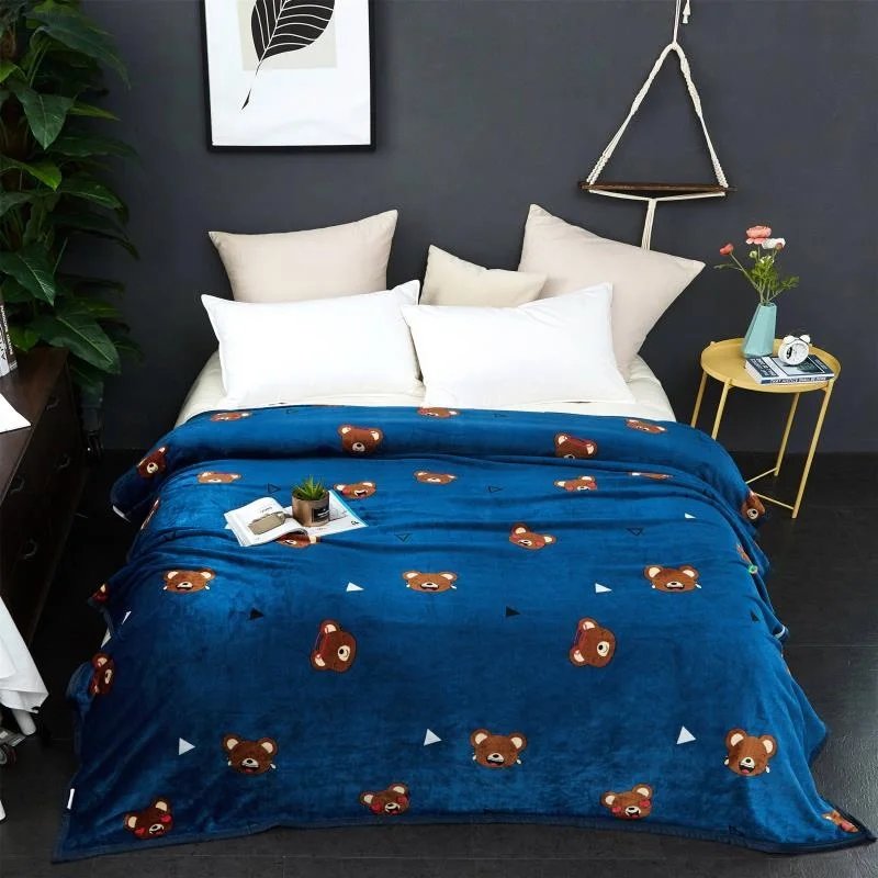 Зимнее модное мягкое одеяло из 100% утолщенной ткани хорька со звездами кошкой