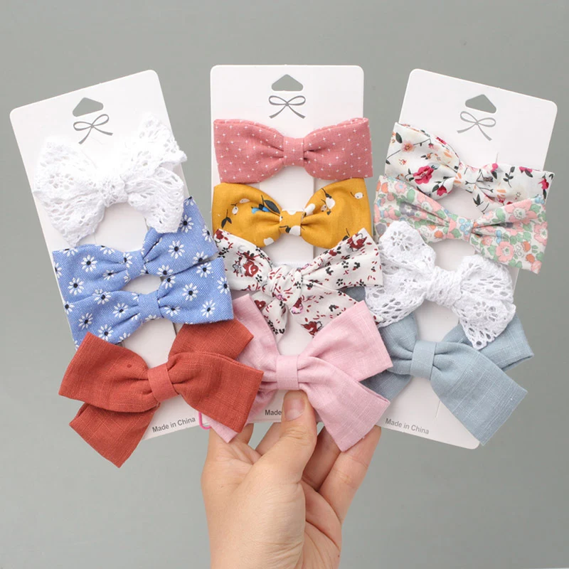 4 unids/set ropa de algod&oacute;n impreso leopardo lazo pelo Clips lindo pasadores para ni&ntilde;as de seguridad horquillas sombreros Ni&ntilde;os Accesorios para el pelo-3