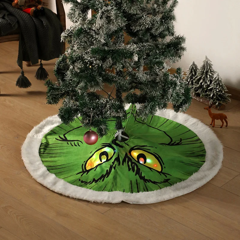 Falda de &aacute;rbol de Navidad para el hogar, manta decorativa de felpa con luces, alfombra para el suelo, estera brillante para fiesta de a&ntilde;o nuevo-2
