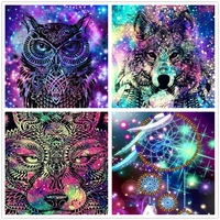 5d diy diamond painting square round drill personality colorful tiger wolf mosaic embroidery cross stitch home decor picture