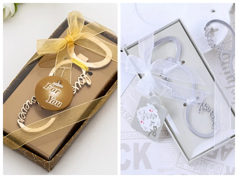 (40 шт./лот) серебряные Свадебные сувениры бесконечной любви открывалка для