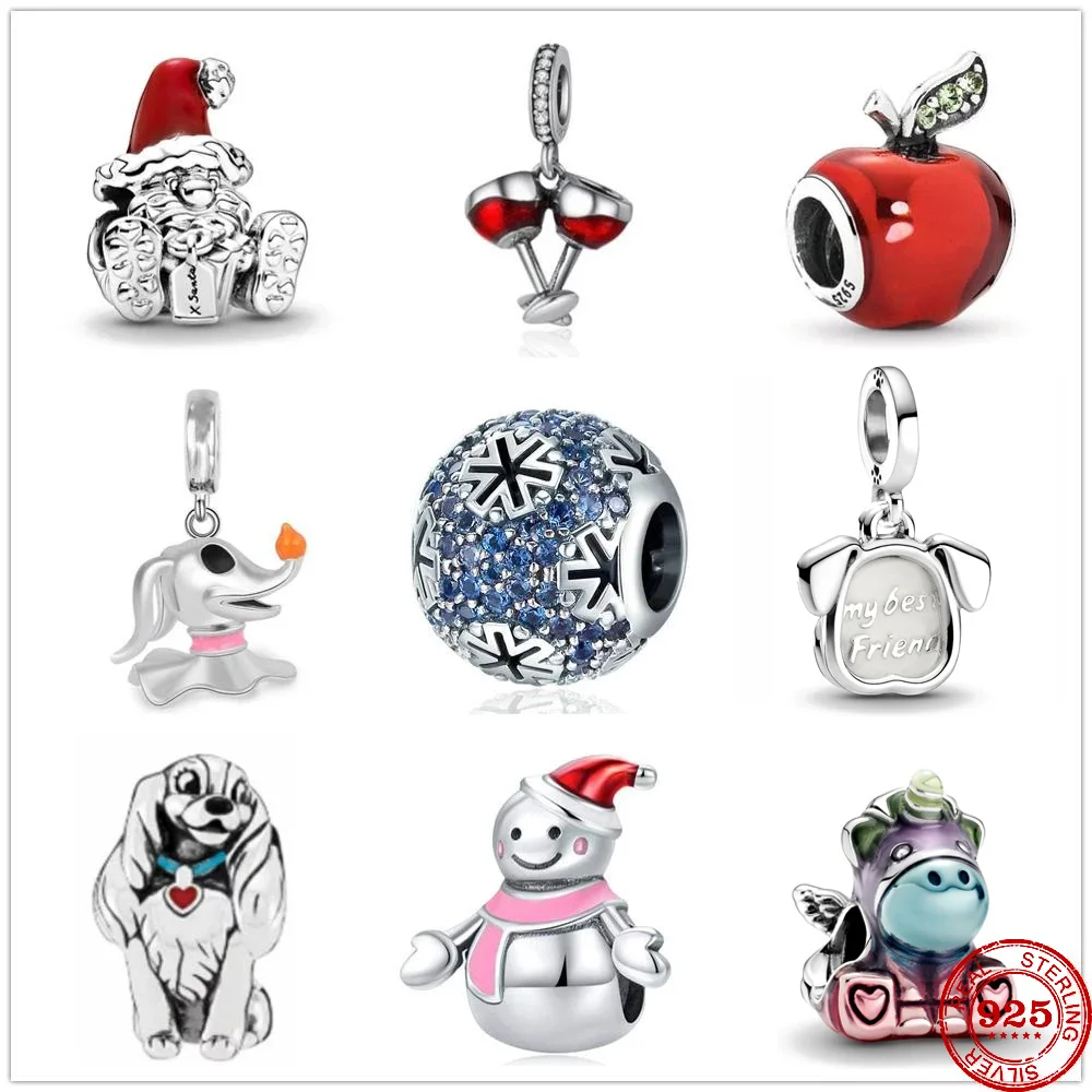 Новый рождественский Санта Клаус снеговика и снежинок Бусина Яблоко Браслеты с