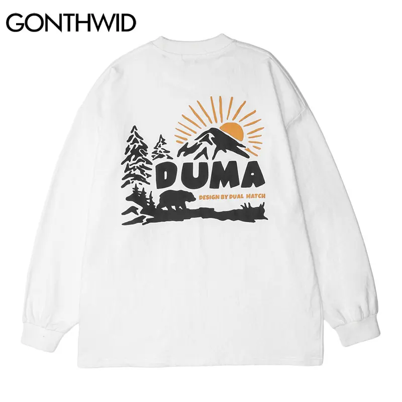 

Футболка GONTHWID мужская с длинным рукавом, уличная одежда в стиле хип-хоп, модная городская Повседневная хлопковая верхняя одежда с принтом в ...