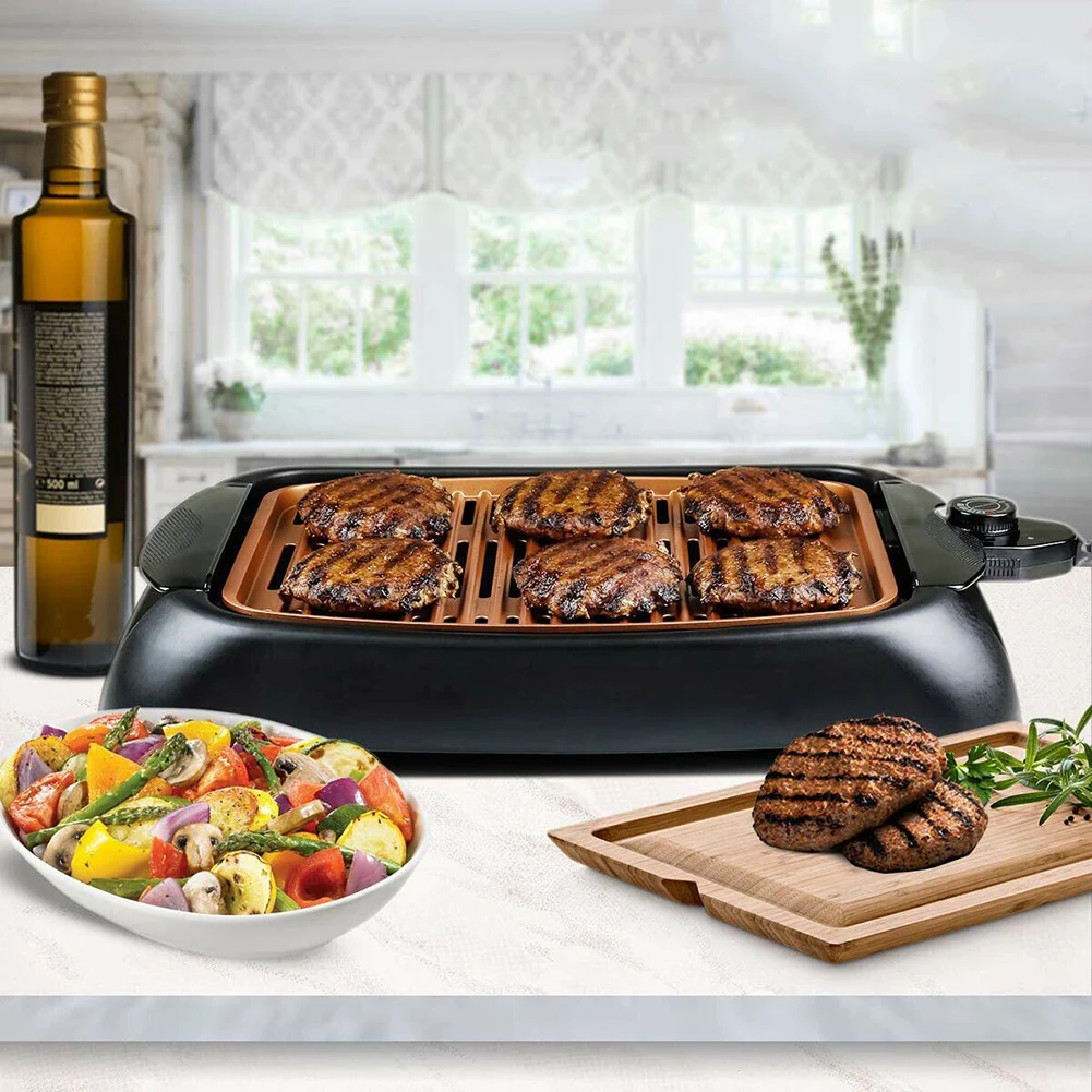 

Nonstick Electric Indoor Smokeless Grill Portable Bbq Grills Fast Heating Easy To Clean Square Griddle Yg