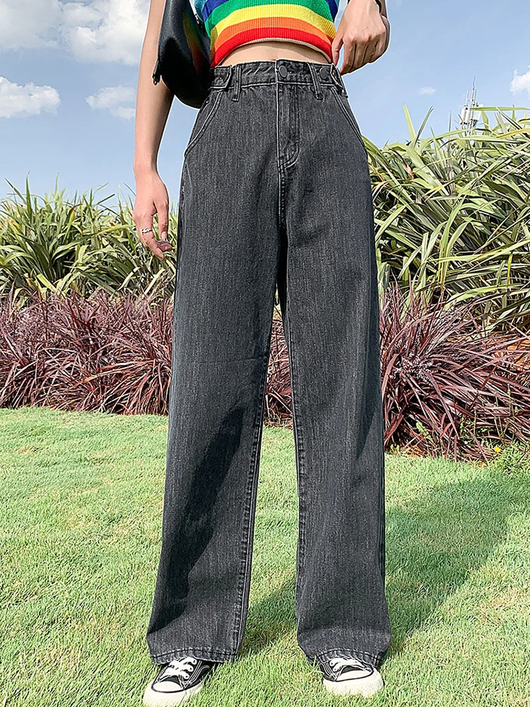 

Straight High Waist Jeans Woman Denim Pants Full Length Trousers Womens Clothing Plus Size Black Jeans Korean Fashion Streetwear