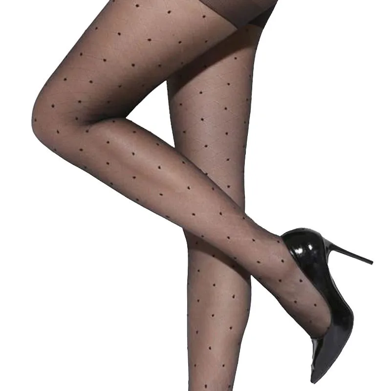 Сексуальные черные чулки в горошек для женщин и девочек тонкие колготки модные