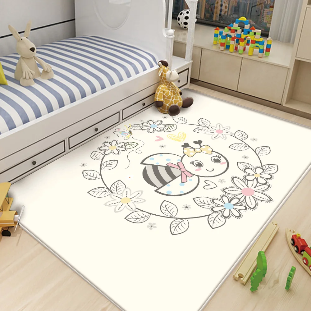 

Детский фланелевый ковер, простой нескользящий ковер с изображением пчел, бабочек, 2021, для спальни, гостиной, ковер прямоугольной формы