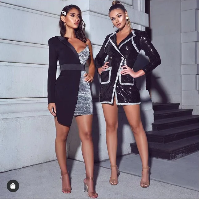 Top Quality Celebrity Black One Shoulder Patchwork Dress Cocktail Party Dress