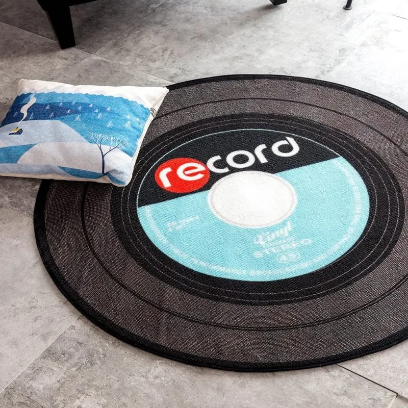 Круглый Винтаж ковер музыка виниловый дизайн Противоскользящий коврик 3D для