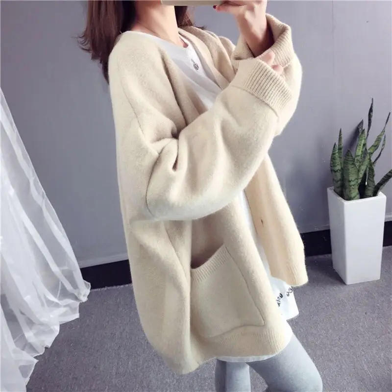 

Woman Sweaters Knitted Cardigan Women's 2020 Coat Women's Loose Thick Sweater Coat