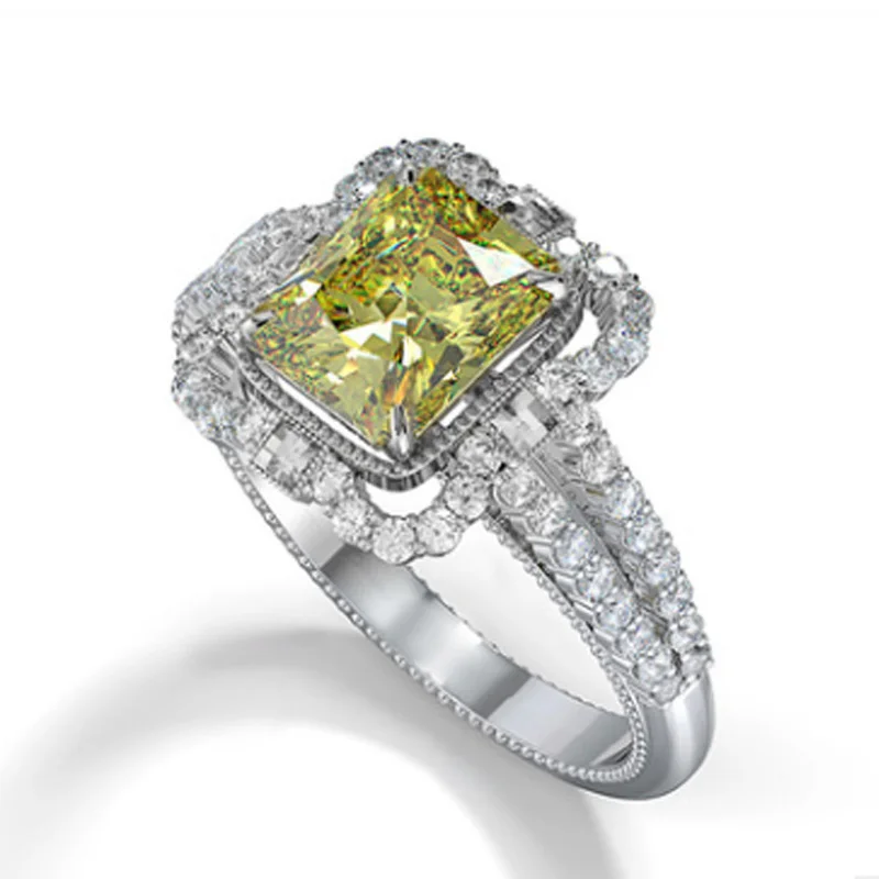 

Princess Elegant Rings Size 6-10 Women Yellow Color Main Stone Ring Wedding