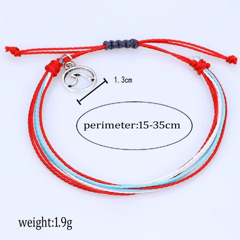 Новые Красочные Плетеные веревка ручной работы браслеты для женщин мужчин волна