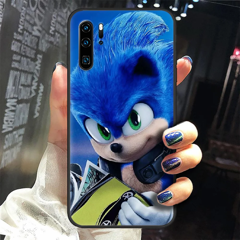 

cartoon Sonic blue game Phone Case Cover Hull For Huawei P8 P9 P10 P20 P30 P40 Lite Pro Plus smart Z 2019 black prime tpu bumper