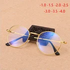 В ретро стиле для студентов готовой близорукость очки Для женщин металла в золотистой оправе со светло мужские близорукие очки с диоптриями-1,0-1,5-4,0