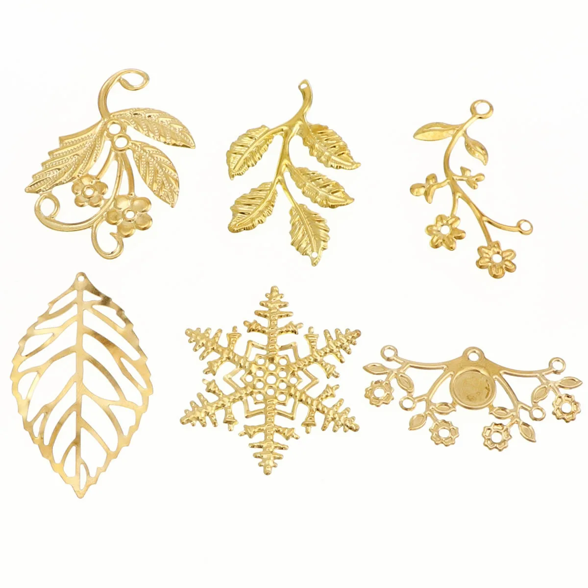 40 шт. цветочная подвеска с полыми листьями Золотая филигрань винтажная Подвеска
