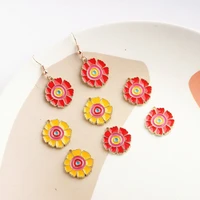 10pcs alloy enamel sunflower charms gold base metal daisy flowers pendants for earrings bracelet diy making accessories gifts