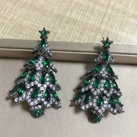 bilincolor purple green fashion christmas tree earring for christmas gift