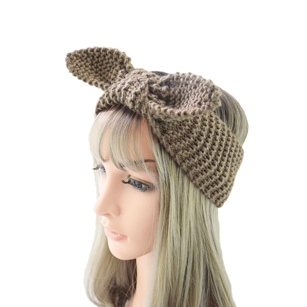 Милые кроличьи ушки цветные ободки для волос хиджаб шарф теплая акриловая шаль