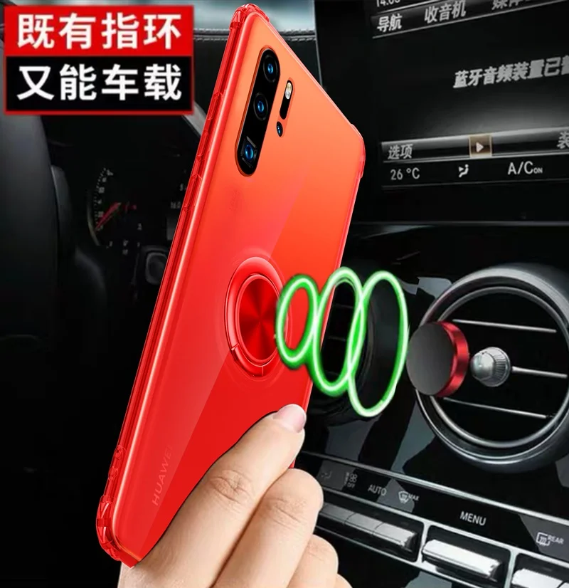 Чехол для huawei P30 чехол P20 Pro ударопрочный прозрачный Стенд колец на палец