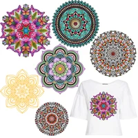 mandala flower patches thermal stickers on clothes fabric iron on transfers for clothing thermoadhesive patch vynil diy applique