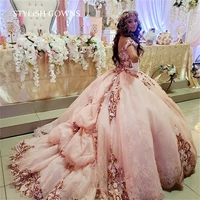 charming off the shoulder ball gown puffy sweet 16 dress appliques quinceanera dresses lace up back 15 year party gown