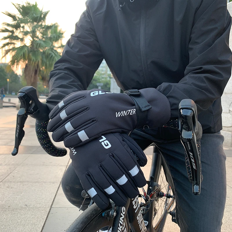 WEST BIKING, зимние спортивные перчатки для велоспорта, перчатки для езды на велосипеде с сенсорным экраном, противоскользящие ветрозащитные велосипедные перчатки на весь палец