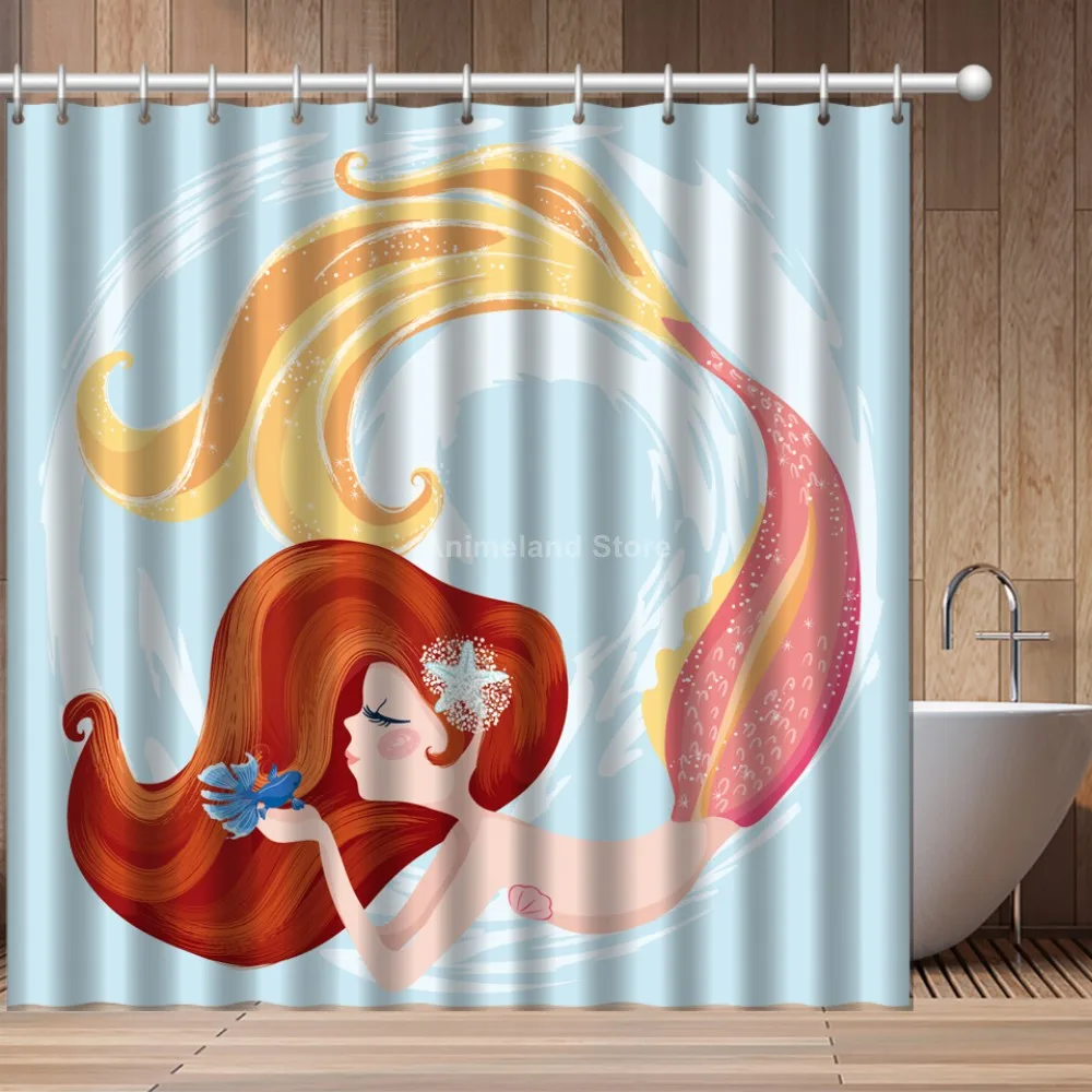 Прекрасная Русалка Милая 3D принт душевая шторка детский для девочек набор ванной