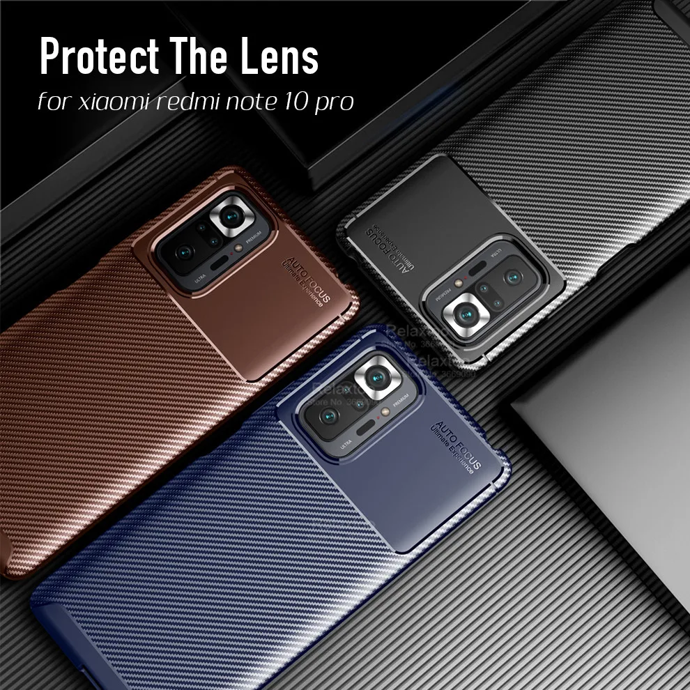 

Case For Redmi Note10 Pro Cover Carbon Fiber Phone Case For Xiaomi Redmi Note 10 pro 10pro note10pro silicone shockproof coques