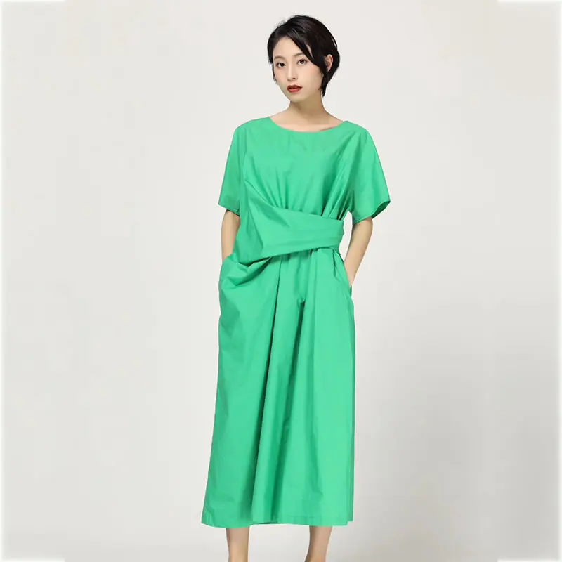 [XITAO] 2019 Новое Европейское повседневное свободное однотонное платье с короткими