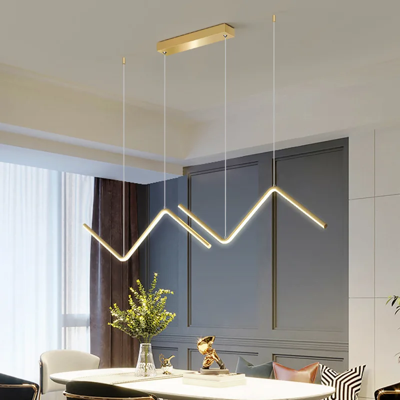 Modern Chandelier LED Hanging Wire Black Gold Pendants Lamp Tubular Restaurant Kitchen Office Bedroom Indoor Decorative Lights