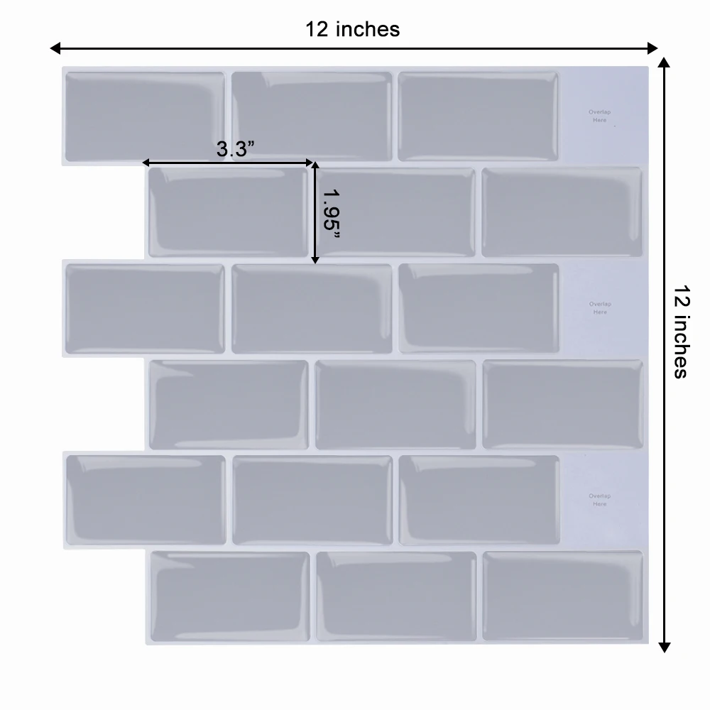 

Яркие плитки 12*12 дюймов, самоклеящиеся виниловые обои, кухонные наклейки, плитка с 3d-эффектом метро, 10 листов