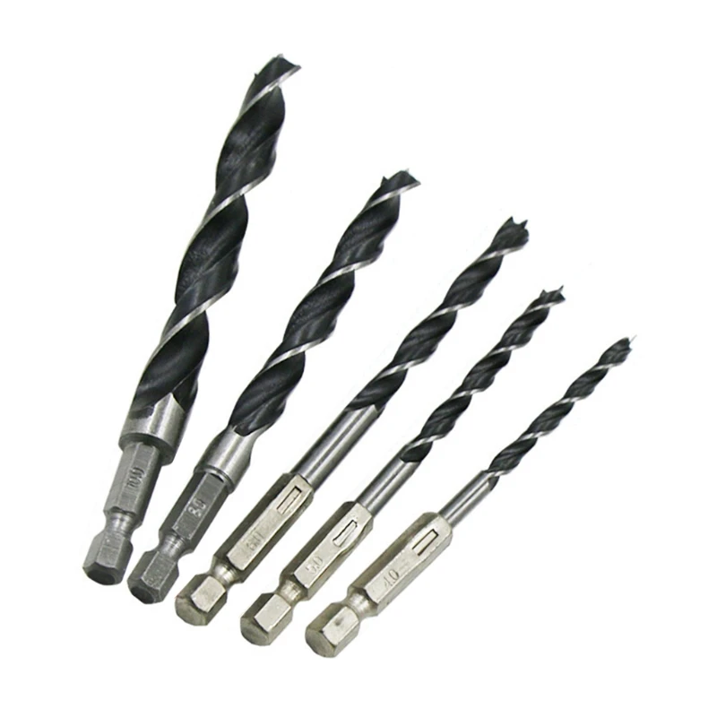 

5pcs Drill Bit Set 1/4 Hex Shank High Carbon Steel Woodworking Quick Change Metal Tools 4mm 5mm 6mm 8mm 10mm