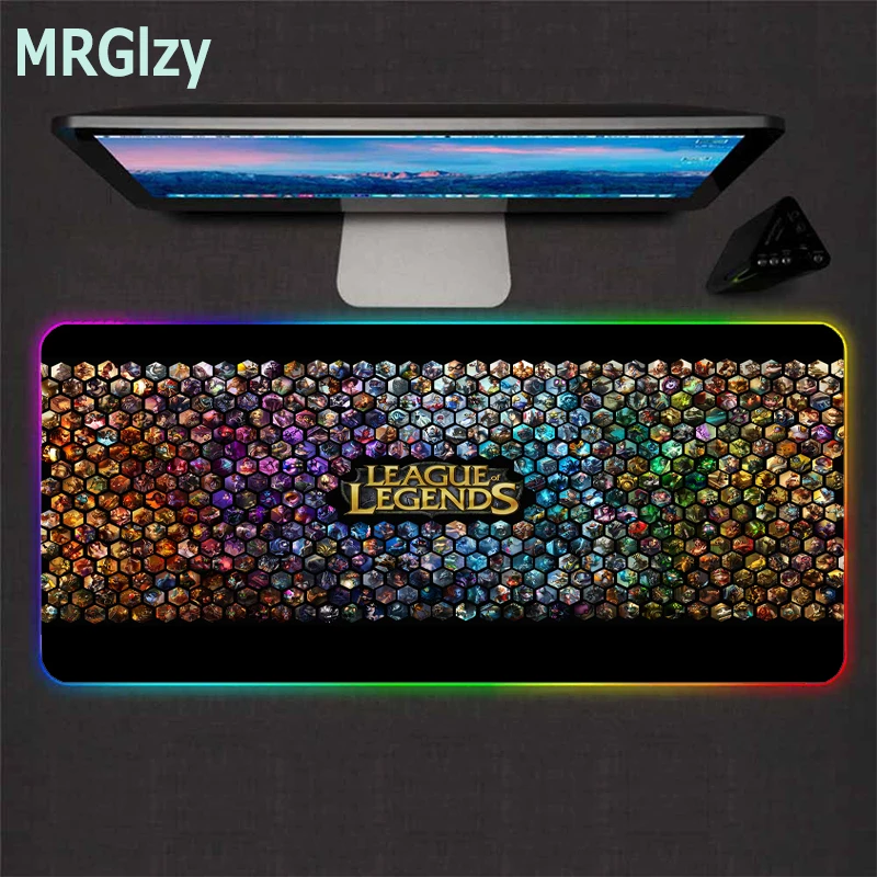 

MRGLZY rgb Anime League of Legends Mouse Pad led Light pc gamer completo Backlight mat Mause XXL gaming accessories mats Csgo