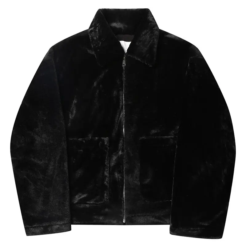 

Winter Thick Plush Jacket Men's Warm Fashion Casual Black Coat Men Wild Loose Korean Short Coat Mens Clothes M-XL