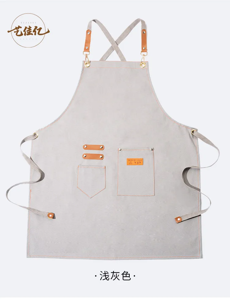 

Canvas Apron Custom Printing Milk Tea Barista Work Clothe Men Women Korean Version Hot Dyeing Division,Cotton Apron