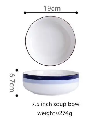 19cm Soup bowl Теарелка керамическая подставка для кухни набор посуды посуда рисовый салат лапша миска для супа кухня - Цвет: 19cm Soup bowl