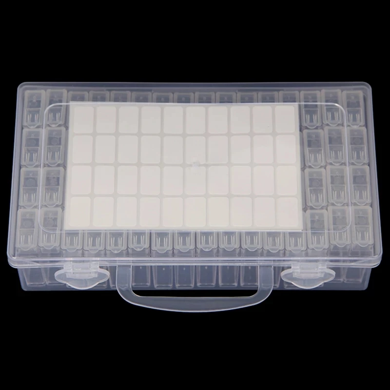 Caja de almacenamiento de pl&aacute;stico PP para el hogar, organizador de accesorios de pintura de diamante desmontable, 64 cajas-5