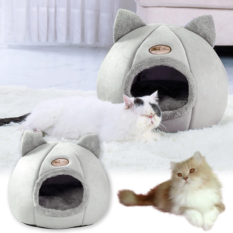 

Soft Plush Deep Sleep Comfort In Winter Cat Bed Little Basket Cat House Pets Tent Cozy Cave Cat Cushion Beds Mat House