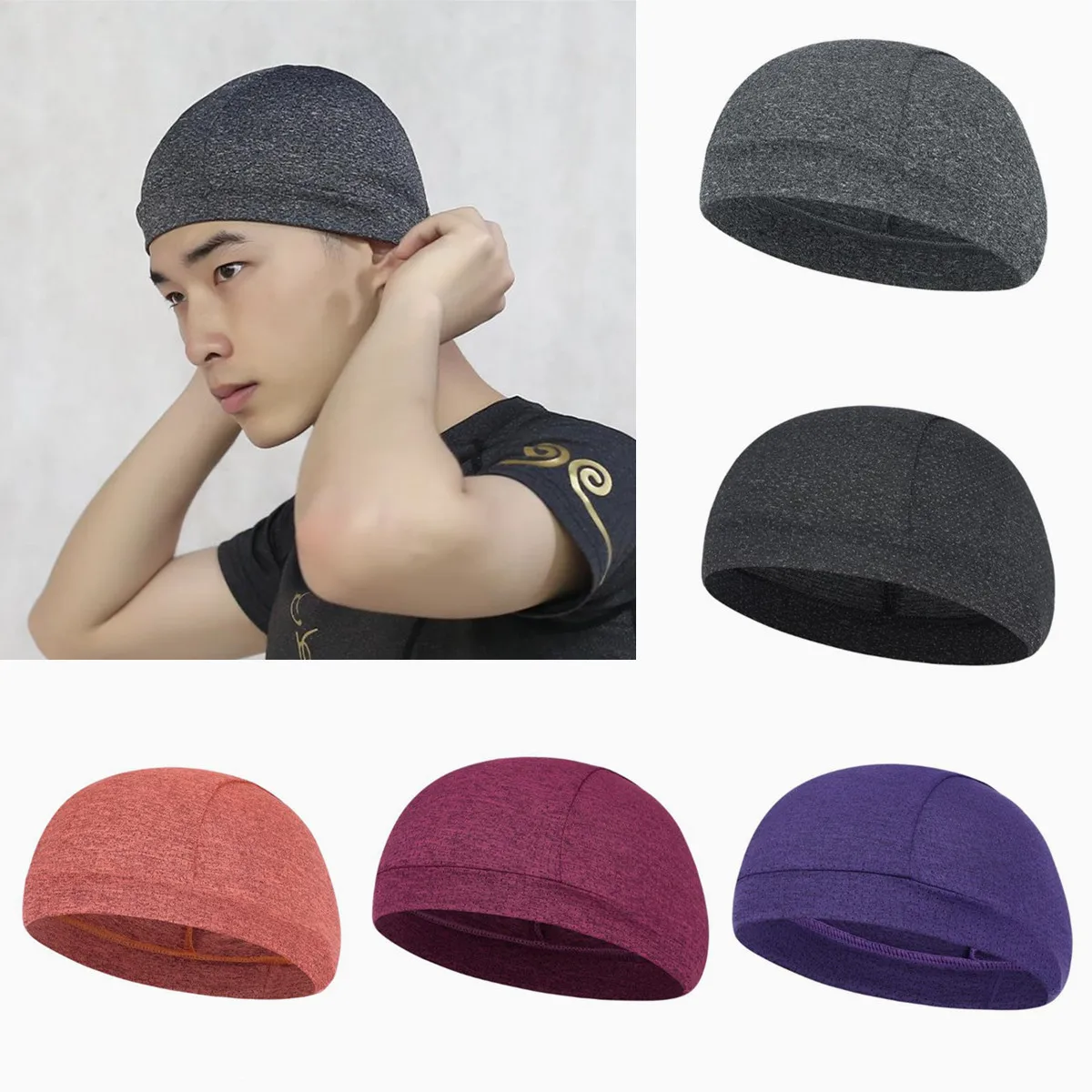 

Unisex Sports Skull Cap Cycling Quick Dry Sweat Beanie Hat Helmet Liner Dome Cap