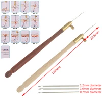 wooden handle tambour crochet hooks knitting tools with 3 needles french crochet embroidery beading hoop sewing accessories