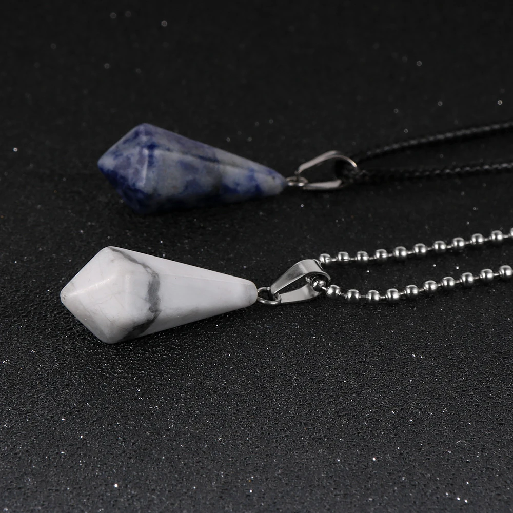 Женский и мужской кулон из натурального камня с шестигранной пулей ожерелье
