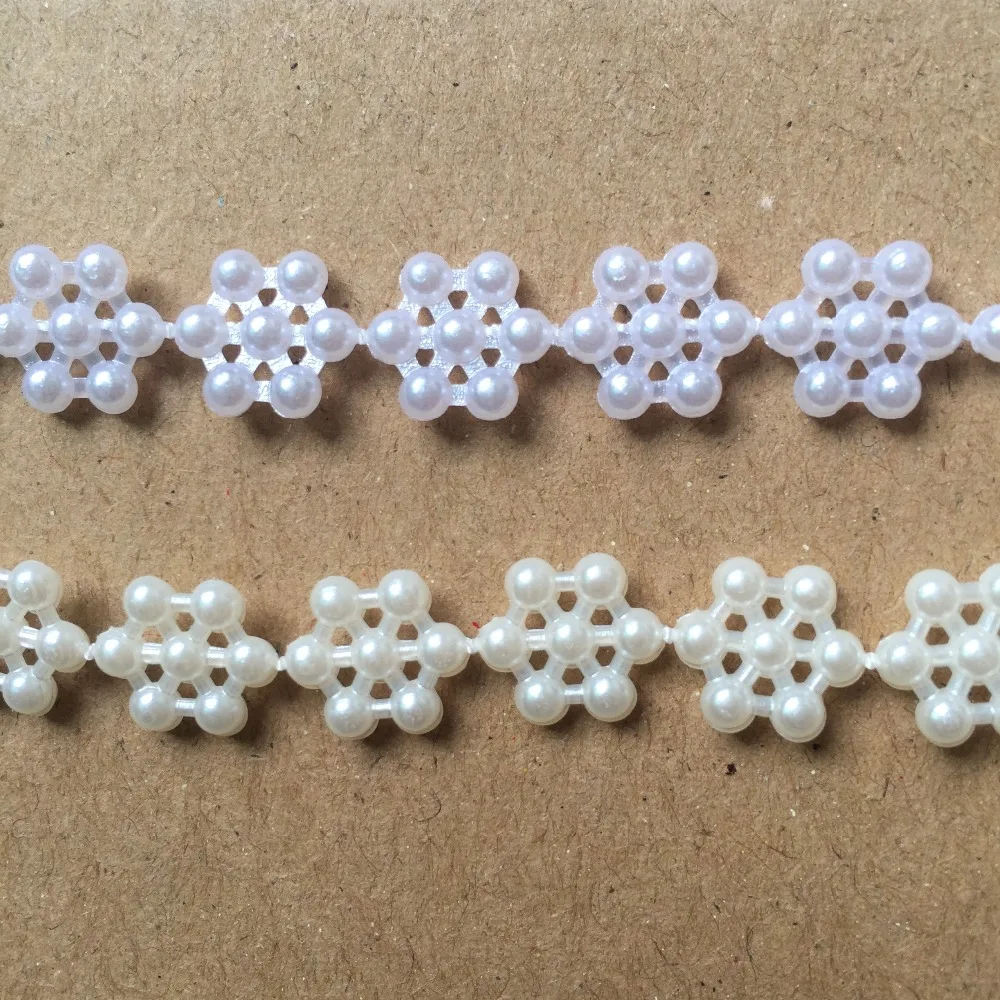 

25 метров/рулон, 10 мм, цветочное кружево, плоские пластиковые бусины, свадебное украшение VX16