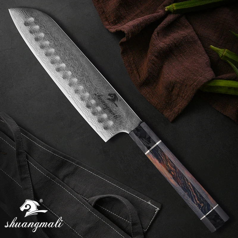7 дюймовые японские ножи шеф повара Santoku 67 слоев дамасская сталь кухонный нож
