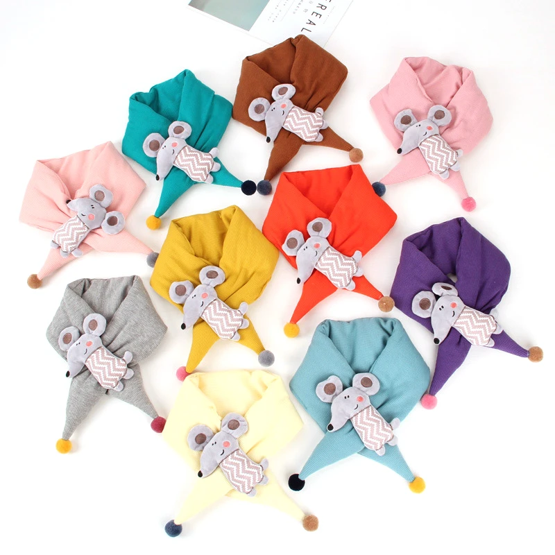 Модные зимние детские шарфы с изображением мышки динозавра Теплый шарф для