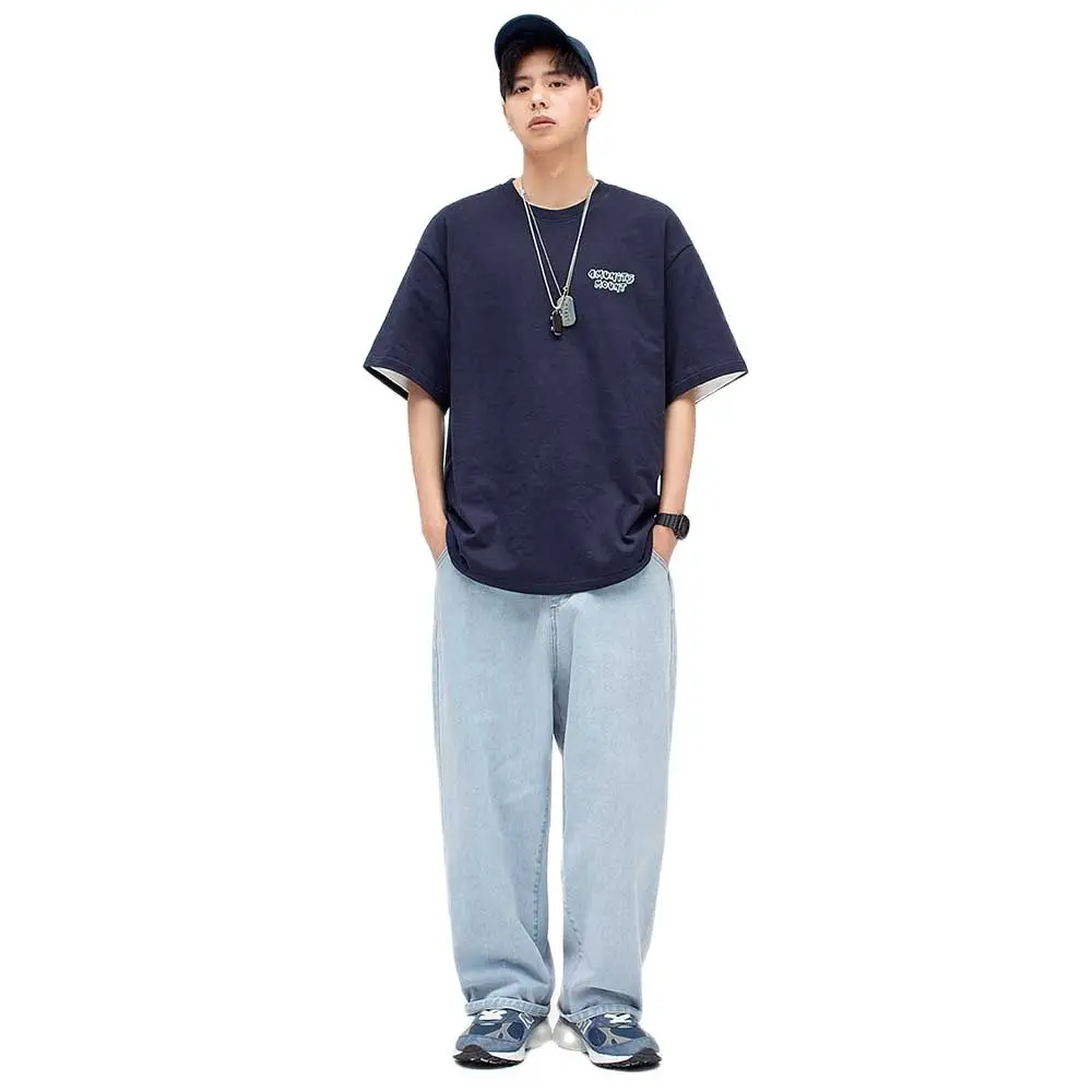 Fashion Oversized bf Jeans Men and Women Elastic Waist Hiphop Harem Jeans Casual Denim Pants Streetwear Trousers Wide Leg Jeans